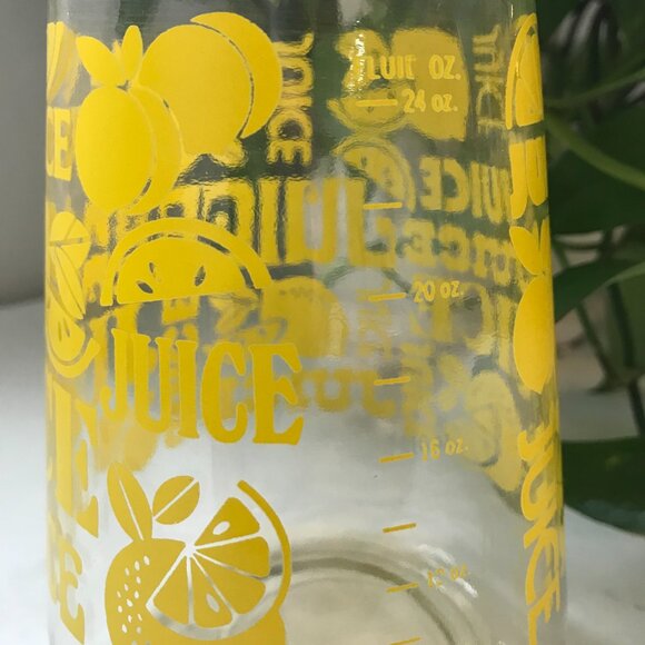 Vintage Anchor Hocking Glass Juice Carafe or Pitcher Yellow Lemon Motif - Picture 3 of 5